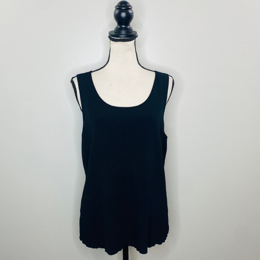 Chicos Viscose Rib Knit Tank Top Shell Women 2 L Stretch Classic Layering Summer